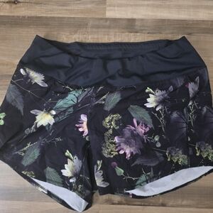Oiselle Black Floral Women's Athletic Shorts